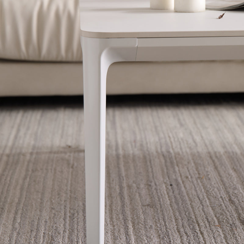 Mesa de centro Modernism Sate Top Mesa de cóctel rectangular de 4 patas en blanco