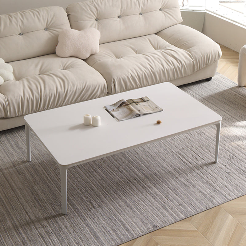 Mesa de centro Modernism Sate Top Mesa de cóctel rectangular de 4 patas en blanco