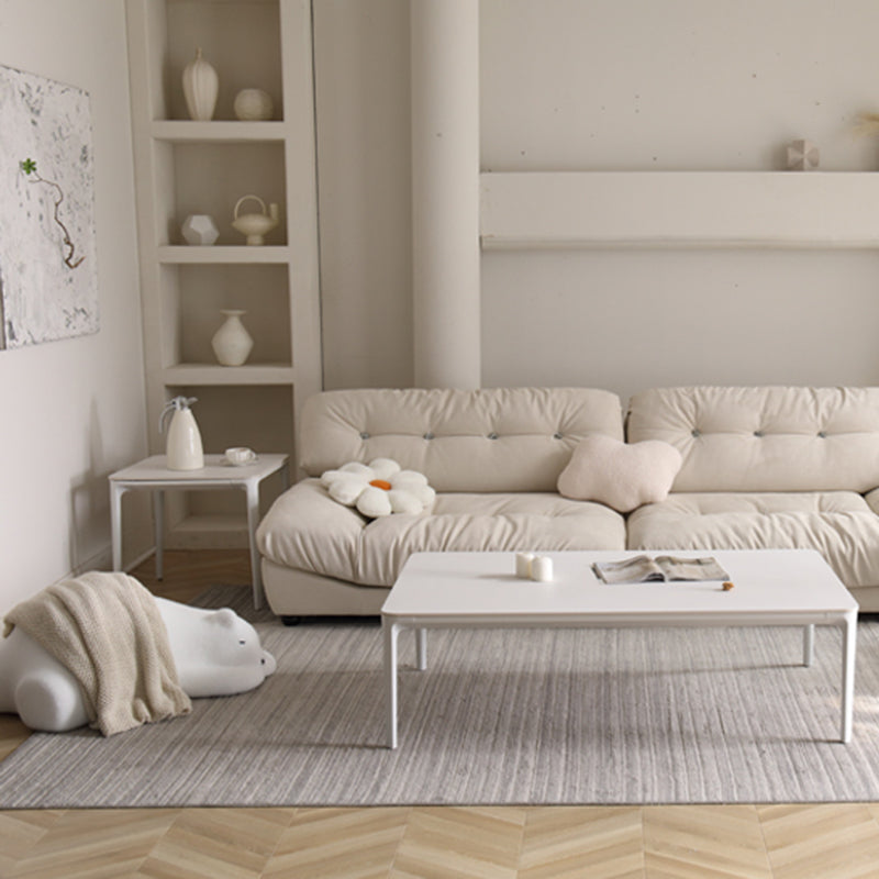 Mesa de centro Modernism Sate Top Mesa de cóctel rectangular de 4 patas en blanco