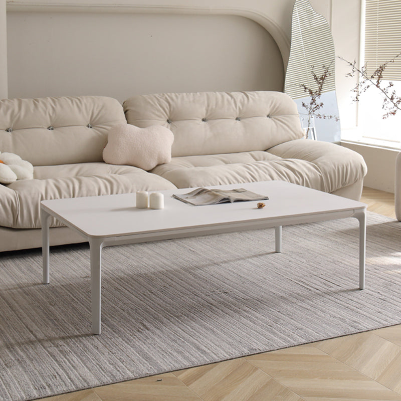 Mesa de centro Modernism Sate Top Mesa de cóctel rectangular de 4 patas en blanco