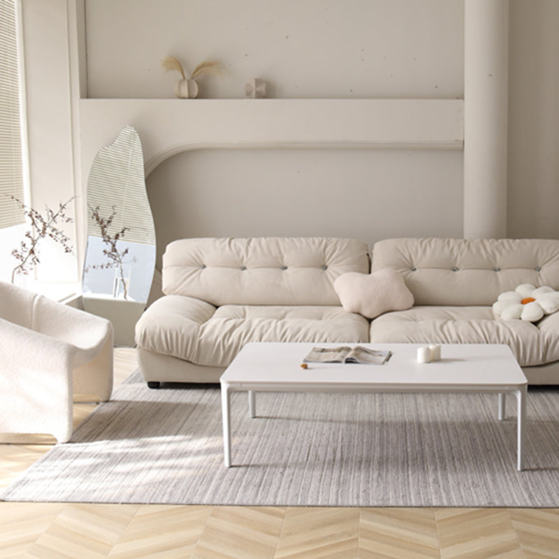 Mesa de centro Modernism Sate Top Mesa de cóctel rectangular de 4 patas en blanco