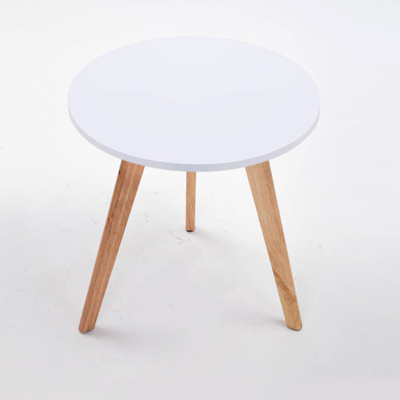 Contemporary Wooden Cocktail Table Round / Square / Triangle Top Coffee Table 23.6"L x 23.6"W x 23.6"H Natural Wood White Round Clearhalo 'Coffee & Accent Tables' 'Coffee Tables' 'coffee_tables' 'furn' 'furn_coffee_tables' 'Furniture' 'Living Room Furniture' 6607460