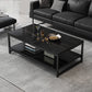Mesa de centro simple rectangular de estilo moderno con estante - 16.5" H