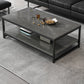 Mesa de centro simple rectangular de estilo moderno con estante - 16.5" H