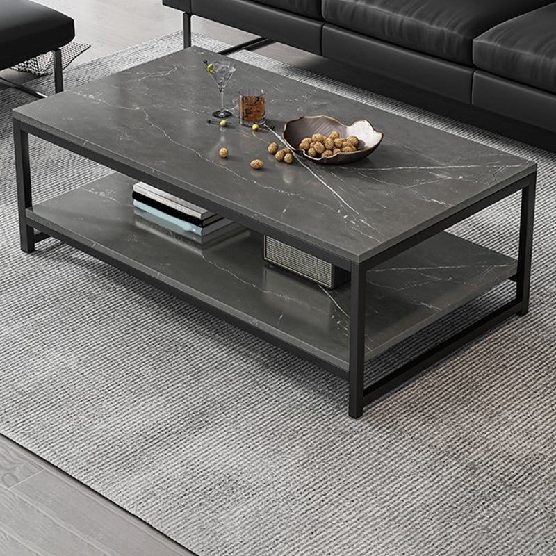 Mesa de centro simple rectangular de estilo moderno con estante - 16.5" H