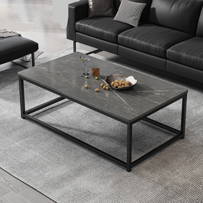 Mesa de centro simple rectangular de estilo moderno con estante - 16.5" H