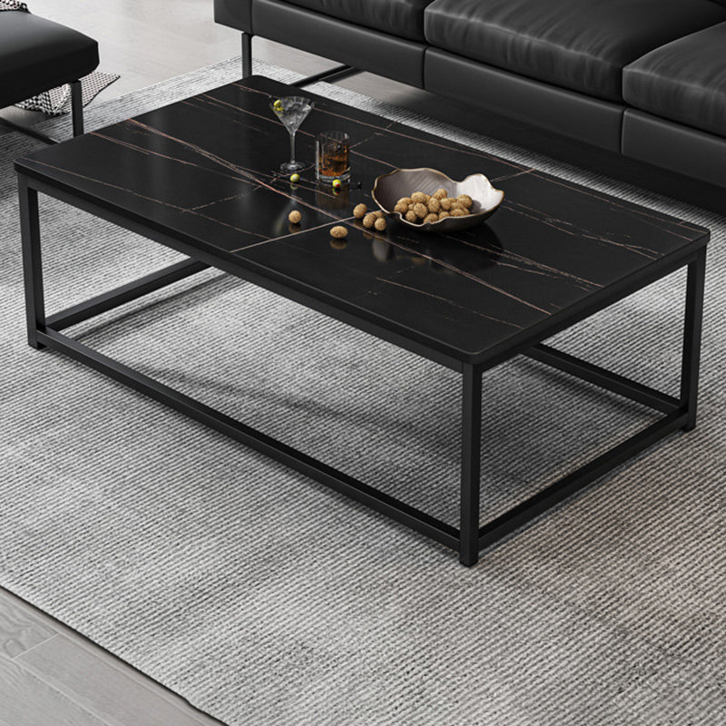 Mesa de centro simple rectangular de estilo moderno con estante - 16.5" H