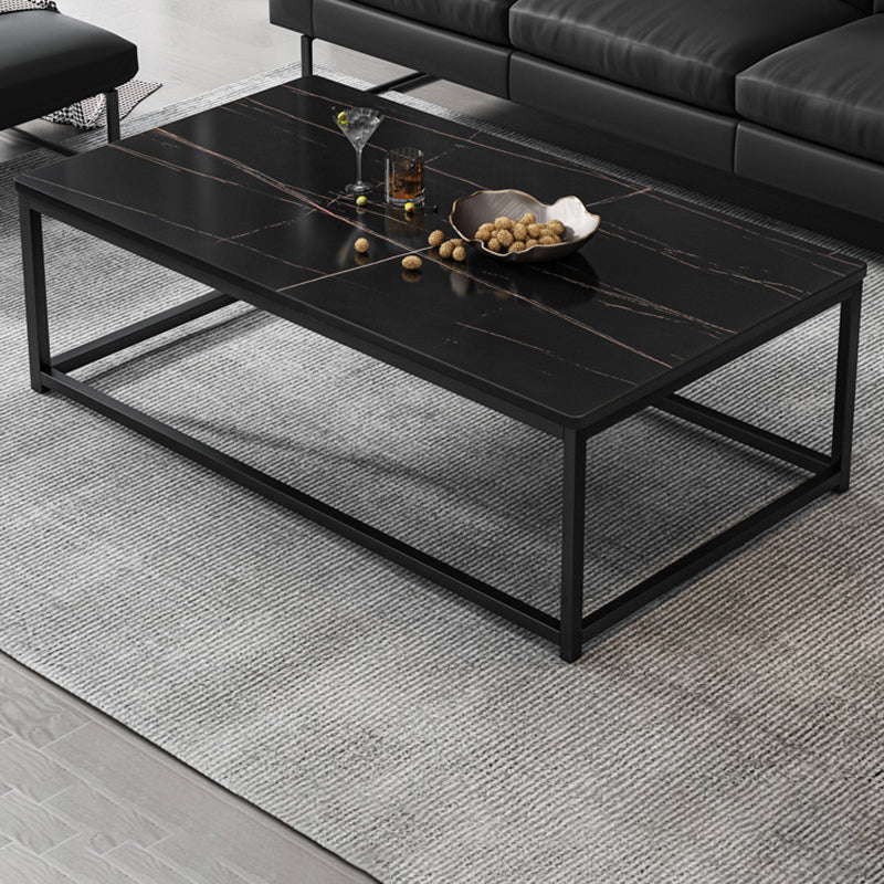 Mesa de centro simple rectangular de estilo moderno con estante - 16.5" H