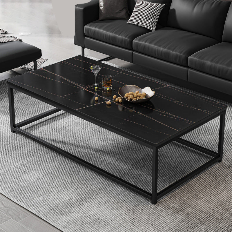 Mesa de centro simple rectangular de estilo moderno con estante - 16.5" H