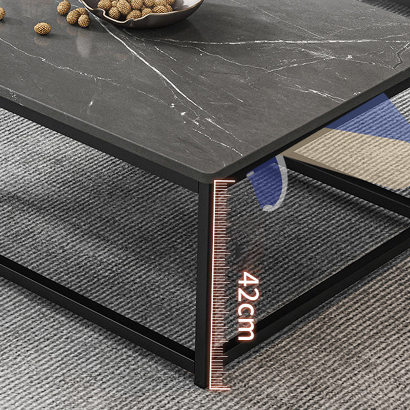 Mesa de centro simple rectangular de estilo moderno con estante - 16.5" H