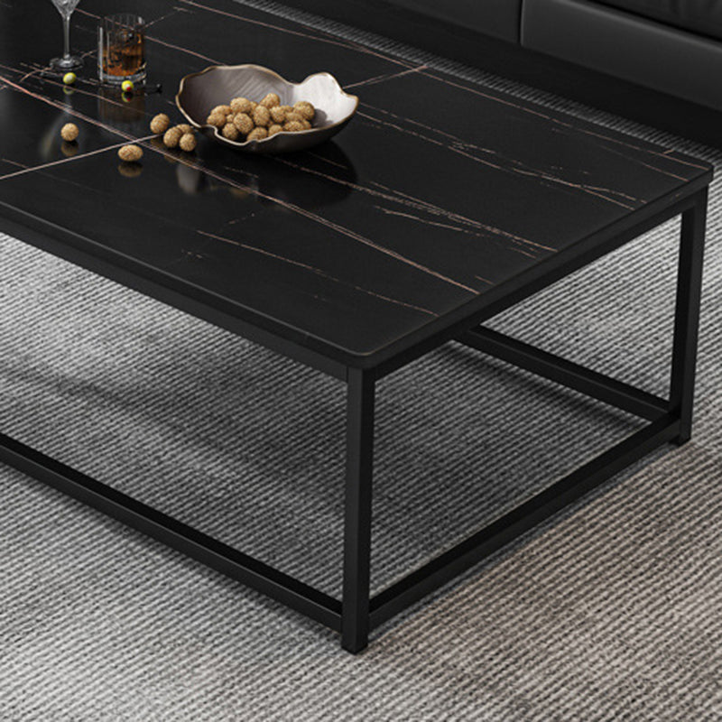Mesa de centro simple rectangular de estilo moderno con estante - 16.5" H