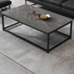 Mesa de centro simple rectangular de estilo moderno con estante - 16.5" H