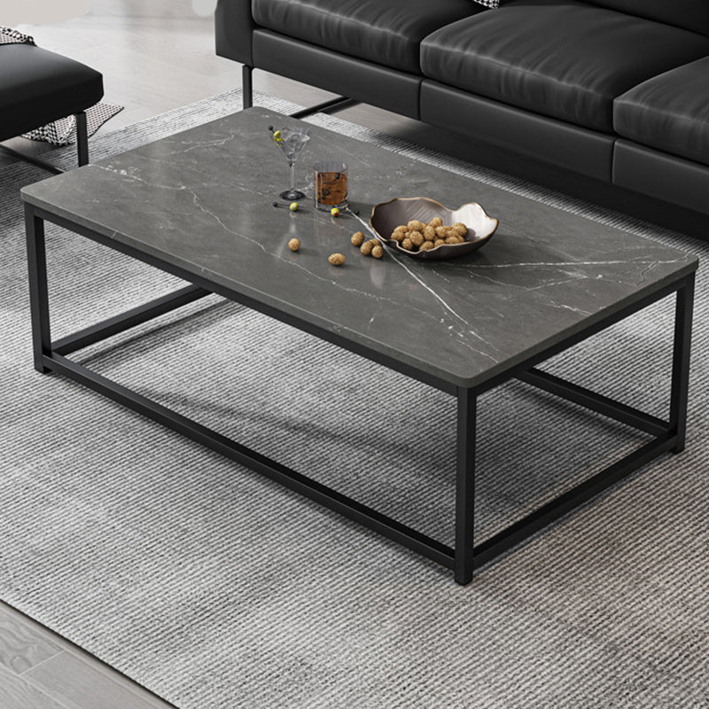 Mesa de centro simple rectangular de estilo moderno con estante - 16.5" H