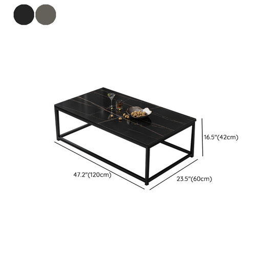 Modern Style Rectangular Simple Coffee Table with Shelf - 16.5" H
