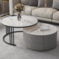 Contemporary Cocktail Table Round Glass / Slate Coffee Table with Drawers Clearhalo 'Coffee & Accent Tables' 'Coffee Tables' 'coffee_tables' 'furn' 'furn_coffee_tables' 'Furniture' 'Living Room Furniture' 6607563