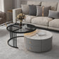 Contemporary Cocktail Table Round Glass / Slate Coffee Table with Drawers White Black Clearhalo 'Coffee & Accent Tables' 'Coffee Tables' 'coffee_tables' 'furn' 'furn_coffee_tables' 'Furniture' 'Living Room Furniture' 6607565