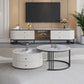 Contemporary Cocktail Table Round Glass / Slate Coffee Table with Drawers Clearhalo 'Coffee & Accent Tables' 'Coffee Tables' 'coffee_tables' 'furn' 'furn_coffee_tables' 'Furniture' 'Living Room Furniture' 6607566