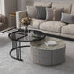 Contemporary Cocktail Table Round Glass / Slate Coffee Table with Drawers Grey Black Clearhalo 'Coffee & Accent Tables' 'Coffee Tables' 'coffee_tables' 'furn' 'furn_coffee_tables' 'Furniture' 'Living Room Furniture' 6607567