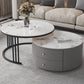 Contemporary Cocktail Table Round Glass / Slate Coffee Table with Drawers Clearhalo 'Coffee & Accent Tables' 'Coffee Tables' 'coffee_tables' 'furn' 'furn_coffee_tables' 'Furniture' 'Living Room Furniture' 6607568