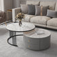 Contemporary Cocktail Table Round Glass / Slate Coffee Table with Drawers 28"L x 28"W x 17"H + 24"L x 24"W x 14"H Floralwhite Clearhalo 'Coffee & Accent Tables' 'Coffee Tables' 'coffee_tables' 'furn' 'furn_coffee_tables' 'Furniture' 'Living Room Furniture' 6607571