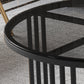 Contemporary Cocktail Table Round Glass / Slate Coffee Table with Drawers Clearhalo 'Coffee & Accent Tables' 'Coffee Tables' 'coffee_tables' 'furn' 'furn_coffee_tables' 'Furniture' 'Living Room Furniture' 6607573