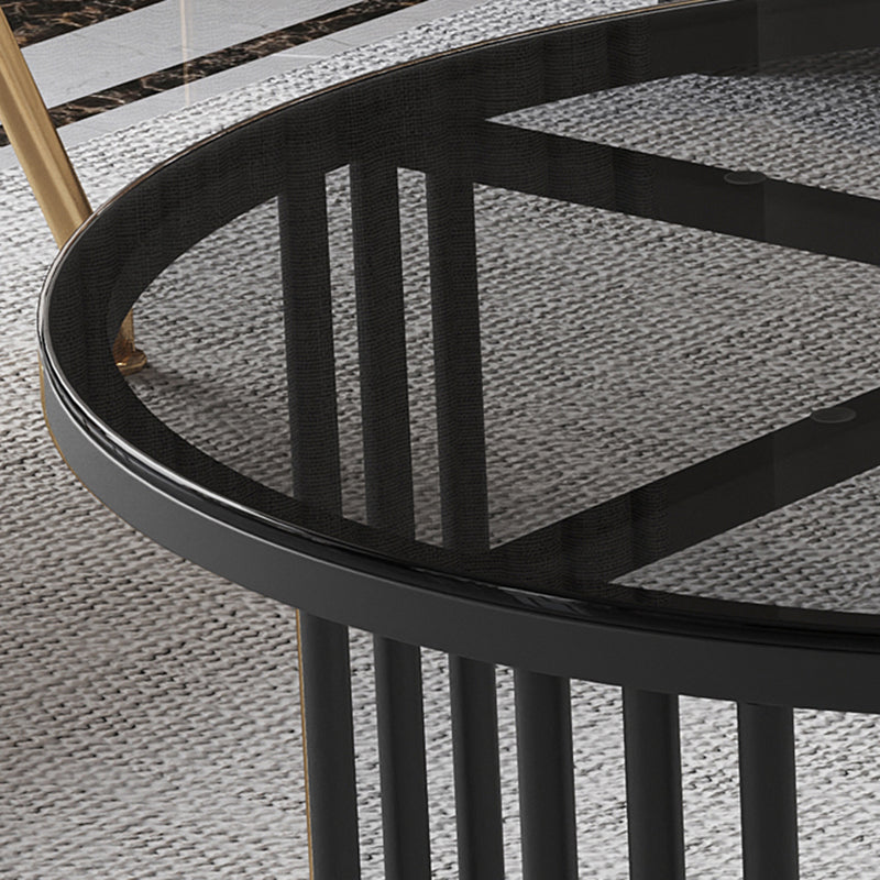 Contemporary Cocktail Table Round Glass / Slate Coffee Table with Drawers Clearhalo 'Coffee & Accent Tables' 'Coffee Tables' 'coffee_tables' 'furn' 'furn_coffee_tables' 'Furniture' 'Living Room Furniture' 6607573