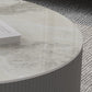 Contemporary Cocktail Table Round Glass / Slate Coffee Table with Drawers Clearhalo 'Coffee & Accent Tables' 'Coffee Tables' 'coffee_tables' 'furn' 'furn_coffee_tables' 'Furniture' 'Living Room Furniture' 6607575