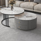 Contemporary Cocktail Table Round Glass / Slate Coffee Table with Drawers Clearhalo 'Coffee & Accent Tables' 'Coffee Tables' 'coffee_tables' 'furn' 'furn_coffee_tables' 'Furniture' 'Living Room Furniture' 6607585