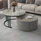 Contemporary Cocktail Table Round Glass / Slate Coffee Table with Drawers Clearhalo 'Coffee & Accent Tables' 'Coffee Tables' 'coffee_tables' 'furn' 'furn_coffee_tables' 'Furniture' 'Living Room Furniture' 6607586