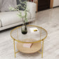 Round Glass Cross Legs Coffee Cocktail Table with Storage Shelf - 17.7" H Clearhalo 'Coffee & Accent Tables' 'Coffee Tables' 'coffee_tables' 'furn' 'furn_coffee_tables' 'Furniture' 'Living Room Furniture' 6607648