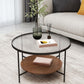 Round Glass Cross Legs Coffee Cocktail Table with Storage Shelf - 17.7" H Clearhalo 'Coffee & Accent Tables' 'Coffee Tables' 'coffee_tables' 'furn' 'furn_coffee_tables' 'Furniture' 'Living Room Furniture' 6607649
