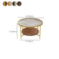 Round Glass Cross Legs Coffee Cocktail Table with Storage Shelf - 17.7" H Clearhalo 'Coffee & Accent Tables' 'Coffee Tables' 'coffee_tables' 'furn' 'furn_coffee_tables' 'Furniture' 'Living Room Furniture' 6607651