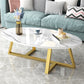 Glam Single Oval Coffee Table Cross Legs Coffee Cocktail Table White-Gray Gold Clearhalo 'Coffee & Accent Tables' 'Coffee Tables' 'coffee_tables' 'furn' 'furn_coffee_tables' 'Furniture' 'Living Room Furniture' 6607655