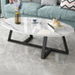Glam Single Oval Coffee Table Cross Legs Coffee Cocktail Table White-Gray Black Clearhalo 'Coffee & Accent Tables' 'Coffee Tables' 'coffee_tables' 'furn' 'furn_coffee_tables' 'Furniture' 'Living Room Furniture' 6607656