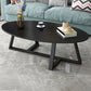 Glam Single Oval Coffee Table Cross Legs Coffee Cocktail Table Black Black Clearhalo 'Coffee & Accent Tables' 'Coffee Tables' 'coffee_tables' 'furn' 'furn_coffee_tables' 'Furniture' 'Living Room Furniture' 6607662