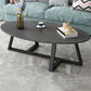 Glam Single Oval Coffee Table Cross Legs Coffee Cocktail Table Grey Black Clearhalo 'Coffee & Accent Tables' 'Coffee Tables' 'coffee_tables' 'furn' 'furn_coffee_tables' 'Furniture' 'Living Room Furniture' 6607664