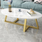Glam Single Oval Coffee Table Cross Legs Coffee Cocktail Table White-Gold Gold Clearhalo 'Coffee & Accent Tables' 'Coffee Tables' 'coffee_tables' 'furn' 'furn_coffee_tables' 'Furniture' 'Living Room Furniture' 6607668