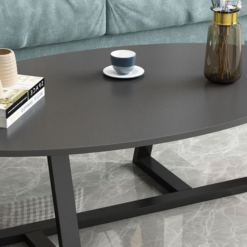 Glam Single Oval Coffee Table Cross Legs Coffee Cocktail Table Clearhalo 'Coffee & Accent Tables' 'Coffee Tables' 'coffee_tables' 'furn' 'furn_coffee_tables' 'Furniture' 'Living Room Furniture' 6607670