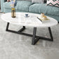 Glam Single Oval Coffee Table Cross Legs Coffee Cocktail Table White-Gold Black Clearhalo 'Coffee & Accent Tables' 'Coffee Tables' 'coffee_tables' 'furn' 'furn_coffee_tables' 'Furniture' 'Living Room Furniture' 6607671