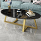 Glam Single Oval Coffee Table Cross Legs Coffee Cocktail Table Black-Gold Gold Clearhalo 'Coffee & Accent Tables' 'Coffee Tables' 'coffee_tables' 'furn' 'furn_coffee_tables' 'Furniture' 'Living Room Furniture' 6607673