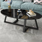 Glam Single Oval Coffee Table Cross Legs Coffee Cocktail Table Black-Gold Black Clearhalo 'Coffee & Accent Tables' 'Coffee Tables' 'coffee_tables' 'furn' 'furn_coffee_tables' 'Furniture' 'Living Room Furniture' 6607674