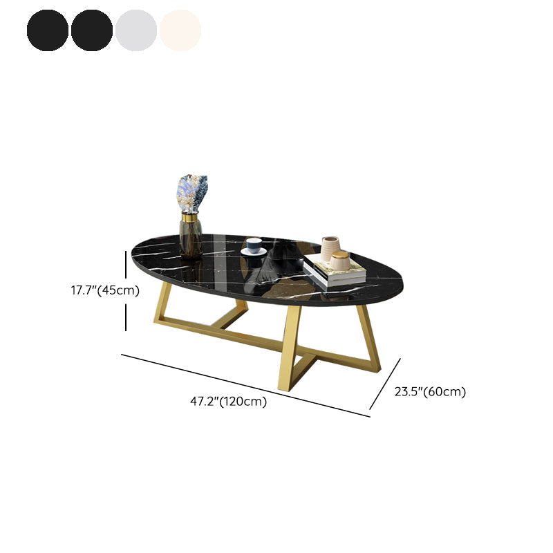 Glam Single Oval Coffee Table Cross Legs Coffee Cocktail Table Clearhalo 'Coffee & Accent Tables' 'Coffee Tables' 'coffee_tables' 'furn' 'furn_coffee_tables' 'Furniture' 'Living Room Furniture' 6607681