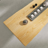 Contemporary 1 Single Coffee Cocktail Table in Pine Wood with 2 Legs