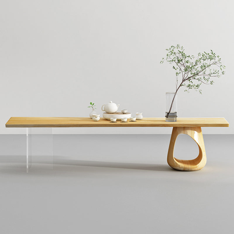 Contemporary 1 Single Coffee Cocktail Table in Pine Wood with 2 Legs Clearhalo 'Coffee & Accent Tables' 'Coffee Tables' 'coffee_tables' 'furn' 'furn_coffee_tables' 'Furniture' 'Living Room Furniture' 6607694