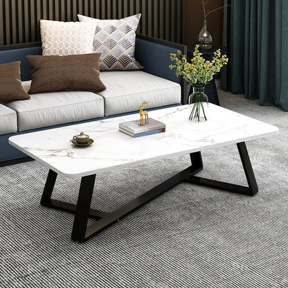 Rectangular Modern Simple Coffee Table 1 Single Cocktail Table for Home White Shelves Not Included