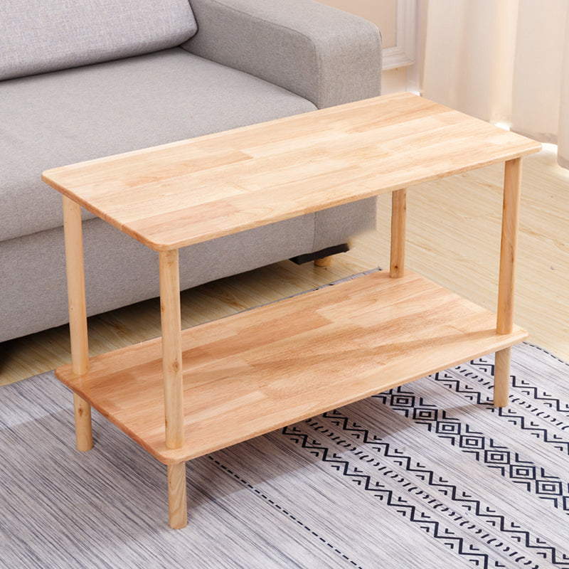 Modernes massives Holzendrutsche 4 Beine mit Regal Doppelstufe Beistelltisch