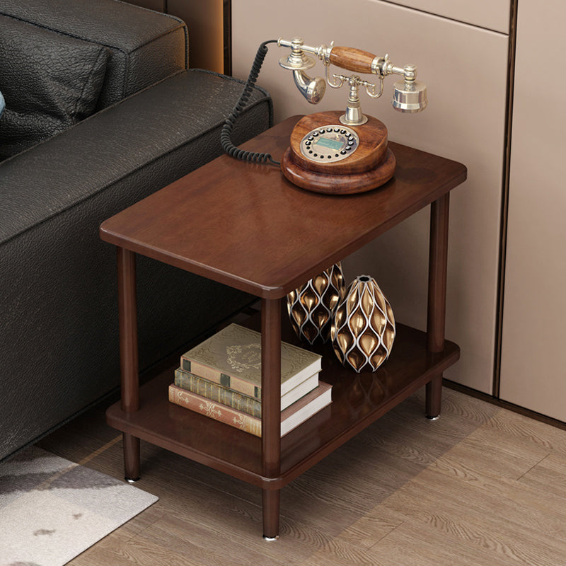 Modernes massives Holzendrutsche 4 Beine mit Regal Doppelstufe Beistelltisch