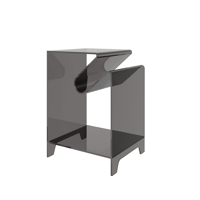 Modern Acrylic 22.04" Tall End Table Rectangular Sled Side Table Grey 1 Clearhalo 'Coffee & Accent Tables' 'End & Side Tables' 'end_side_tables' 'furn' 'furn_end_side_tables' 'Furniture' 'Living Room Furniture' 6607859