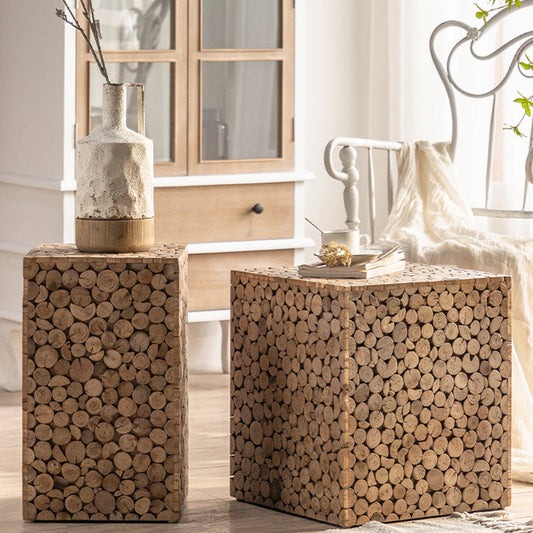 Rustic Solid Wood Side Table Square Distressed Brown Accent Side Table Clearhalo 'Coffee & Accent Tables' 'End & Side Tables' 'end_side_tables' 'furn' 'furn_end_side_tables' 'Furniture' 'Living Room Furniture' 6607911