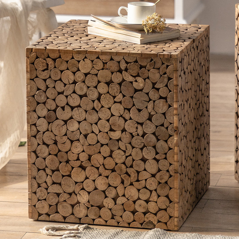 Rustic Solid Wood Side Table Square Distressed Brown Accent Side Table Clearhalo 'Coffee & Accent Tables' 'End & Side Tables' 'end_side_tables' 'furn' 'furn_end_side_tables' 'Furniture' 'Living Room Furniture' 6607921